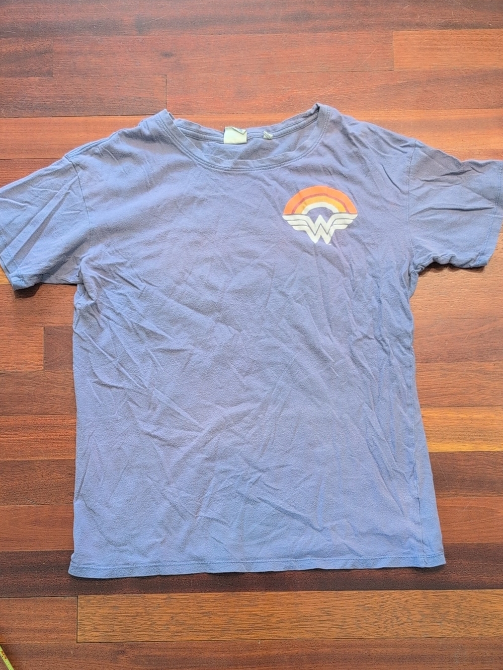 Junk Food Wonder Woman Short-Sleeve Graphic Tee with Retro Rainbow Logo